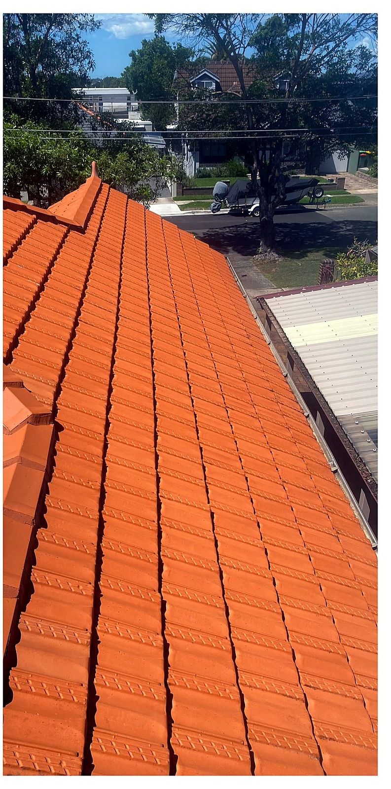 Terracotta roof after cleaning